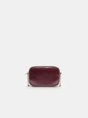 Stradivarius Torebka listonoszka z koralikami  Wiśniowy