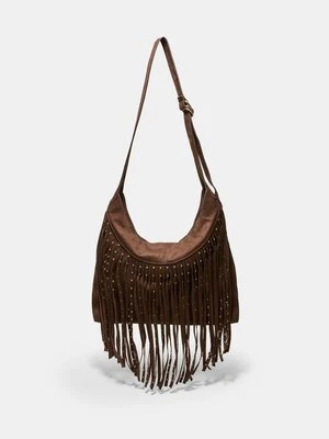 Stradivarius Torebka na ramię z miękkim wykończeniem i frędzlami  Brązowy