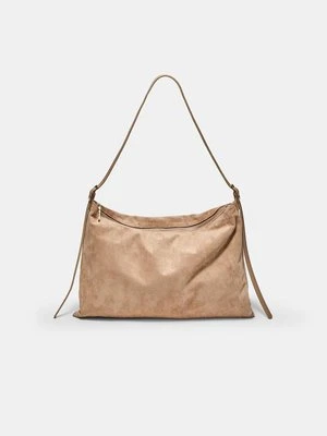 Stradivarius Torebka na ramię z miękkim wykończeniem i małymi suwakami  Beżowy