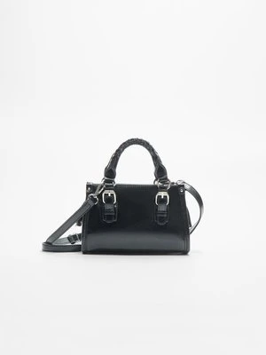 Stradivarius Torebka na ramię z plecionym uchwytem  Czarny