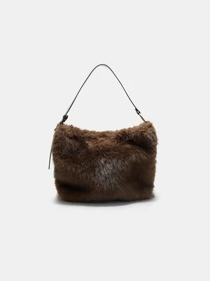 Stradivarius Torebka na ramię ze sztucznego futra  Brązowy