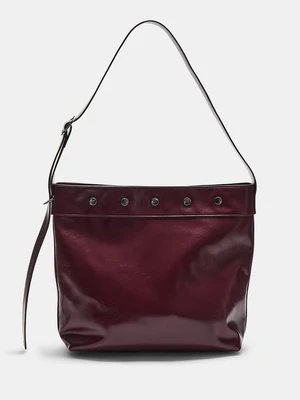 Stradivarius Torebka typu bucket z ćwiekami  Wiśniowy