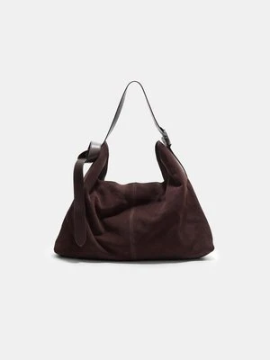 Stradivarius Torebka z klamrą i węzłem ze skóry  Brązowy