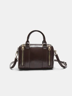 Stradivarius Torebka ze sztucznej skóry z zamkami  Brązowy