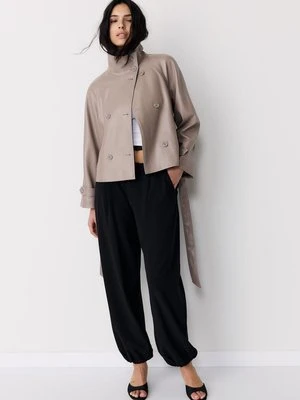 Stradivarius Trencz golf sztuczna skóra  Beżowy