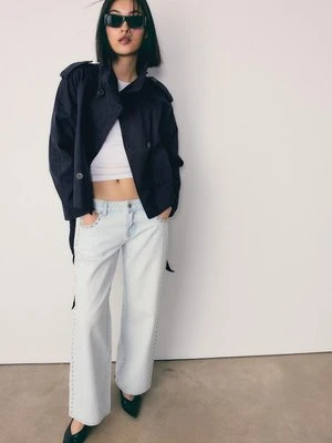 Stradivarius Trencz z golfem i paskiem  Ciemnomorski