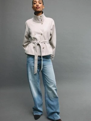 Stradivarius Trencz z golfem ze sztucznej skóry  Ecru