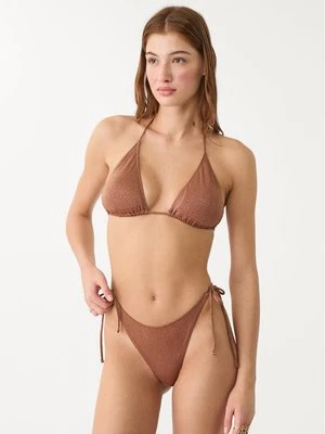 Stradivarius Trójkątny biustonosz od bikini z metalizowaną nicią  Brązowy