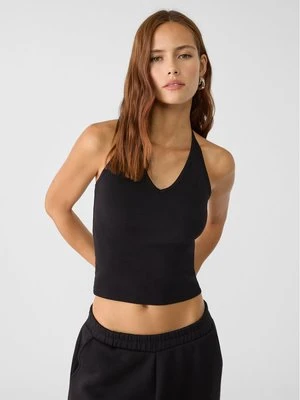 Stradivarius Wiązany top z dekoltem halter  Czarny