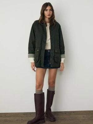 Stradivarius Woskowana parka z wieloma kieszeniami  Khaki