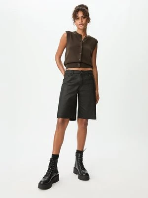 Stradivarius Woskowane bermudy jort  Czarny