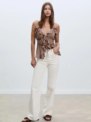 Stradivarius Wygodne dżinsy straight  Waniliowy