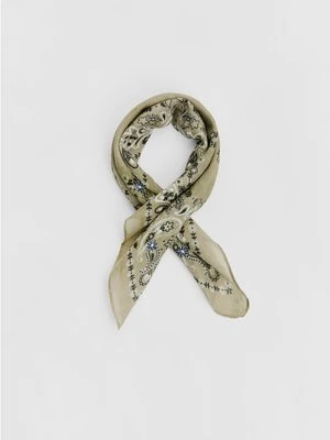 Stradivarius Wzorzysta bandana z haftami  Khaki