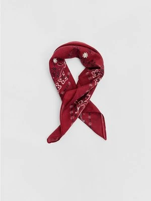 Stradivarius Wzorzysta bandana z haftami  Wiśniowy