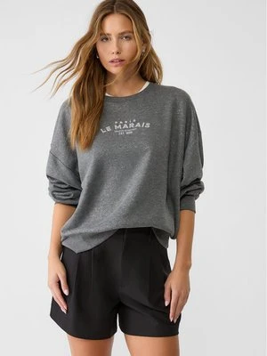 Zdjęcie produktu Stradivarius Wzorzysta bluza oversize ze zdobieniami  Popielaty