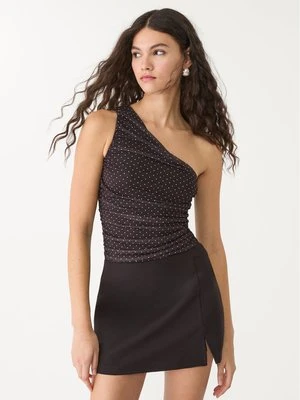 Stradivarius Wzorzyste, drapowane body z tiulu  Czarny