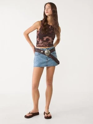 Stradivarius Wzorzysty top z tiulu  Brązowy