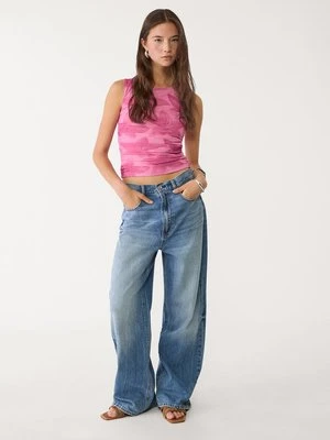 Stradivarius Wzorzysty top z tiulu  Pudrowy róż