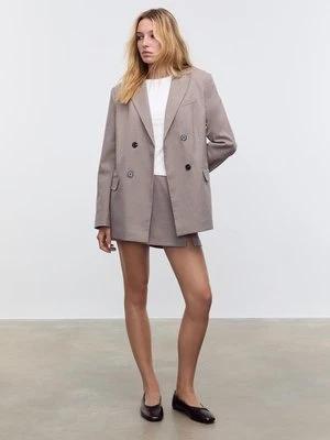 Stradivarius Wzorzysty żakiet dwurzędowy zapinany na guziki  Beżowy