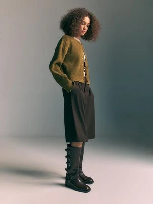 Stradivarius Żakiet z dzianiny zapinany na guziki  Khaki