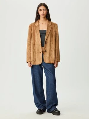 Stradivarius Żakiet z kieszeniami ze sztucznego zamszu  Szary