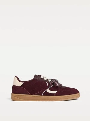 Stradivarius Zamszowe buty codzienne  Ciemnoczerwony