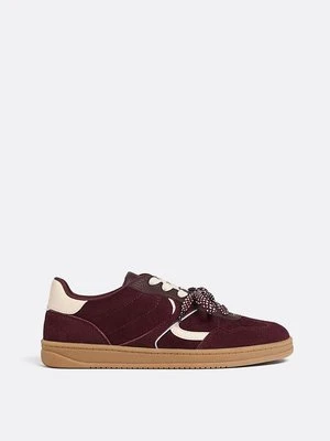 Stradivarius Zamszowe buty codzienne  Ciemnoczerwony