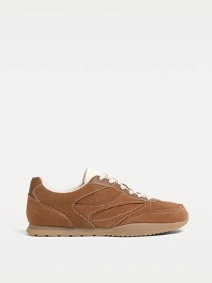Stradivarius Zamszowe buty sportowe z przeszyciami  BRĄZOWY