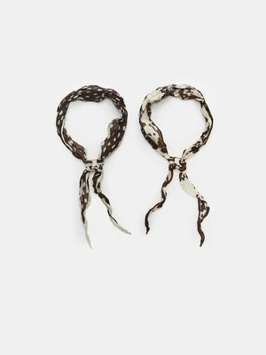 Stradivarius Zestaw 2 bandan w grochy i ze zwierzęcym wzorem  Brązowy