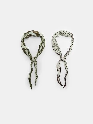 Stradivarius Zestaw 2 bandan w grochy i ze zwierzęcym wzorem  Khaki