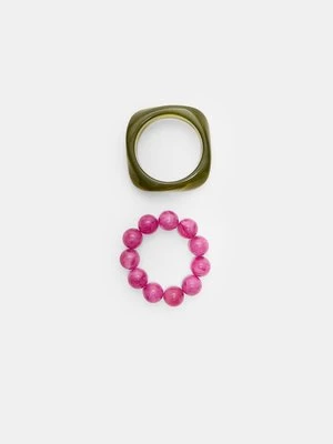 Stradivarius Zestaw 2 bransoletek z koralikami  Fuksja