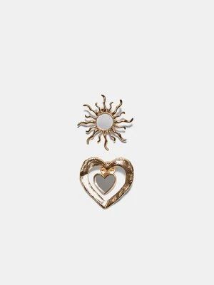 Stradivarius Zestaw 2 broszek słońce i serce  Złoty