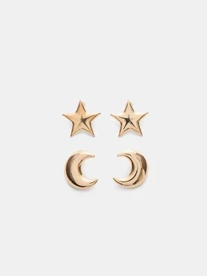Stradivarius Zestaw 2 kolczyków księżyc i gwiazda  Złoty