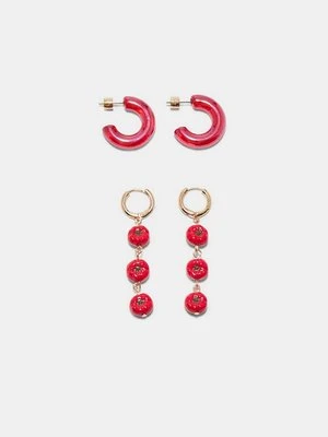 Stradivarius Zestaw 2 kolczyków z pomidorami  Czerwony