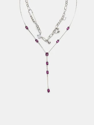 Stradivarius Zestaw 2 naszyjników lariat  Szary