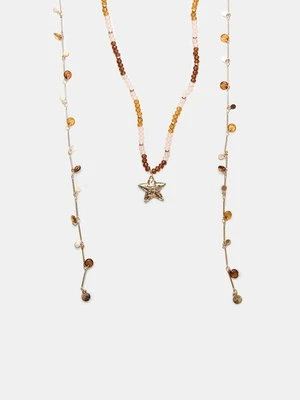Stradivarius Zestaw 2 naszyjników z koralikami i gwiazdą  Złoty