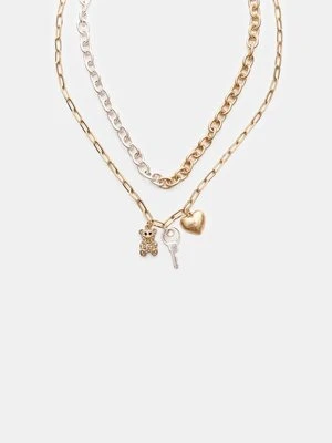 Stradivarius Zestaw 2 naszyjników z różnymi zawieszkami  Złoty