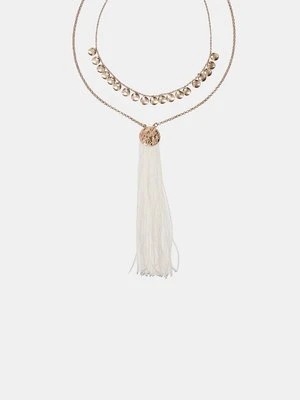 Stradivarius Zestaw 2 naszyjników z zawieszką i frędzlem  Złoty