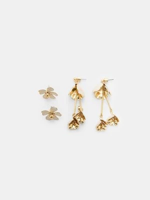 Stradivarius Zestaw 2 par kolczyków w kwiaty Ecru