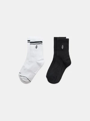 Stradivarius Zestaw 2 par skarpet w paski z haftem  Czarny