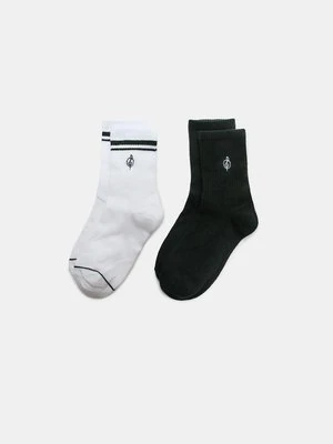 Stradivarius Zestaw 2 par skarpet w paski z haftem  Khaki