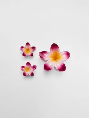 Stradivarius Zestaw 3 kwiatowych spinek  Jasnoróżowy