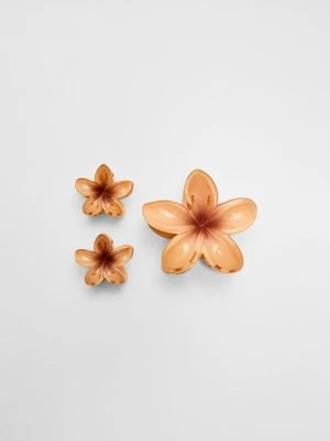 Stradivarius Zestaw 3 kwiatowych spinek  Żółty