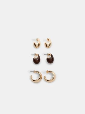 Stradivarius Zestaw 3 mini kolczyków  Brązowy