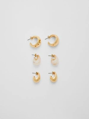 Stradivarius Zestaw 3 mini kolczyków  Złoty