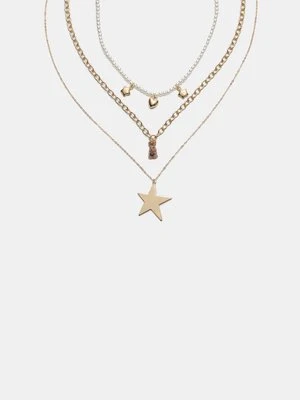 Stradivarius Zestaw 3 naszyjników króliczek i gwiazda  Złoty