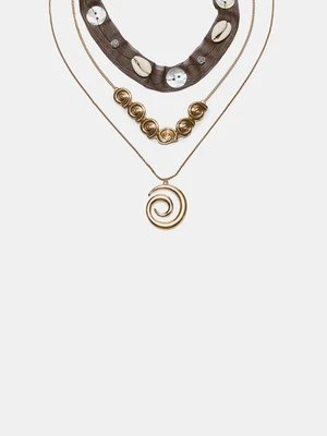 Stradivarius Zestaw 3 naszyjników w kształcie spirali  Złoty