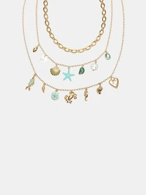 Stradivarius Zestaw 3 naszyjników z motywami morskimi  Złoty