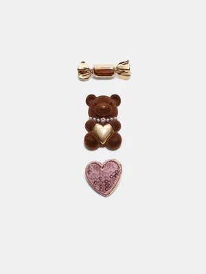 Stradivarius Zestaw 3 przypinek w kolorze karmelowym  Złoty