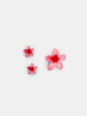 Stradivarius Zestaw 3 spinek do włosów kwiat  Cukierkowy róż